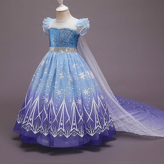 Dress Girl Flower Cloak Elsa Frozen Princess Girls'