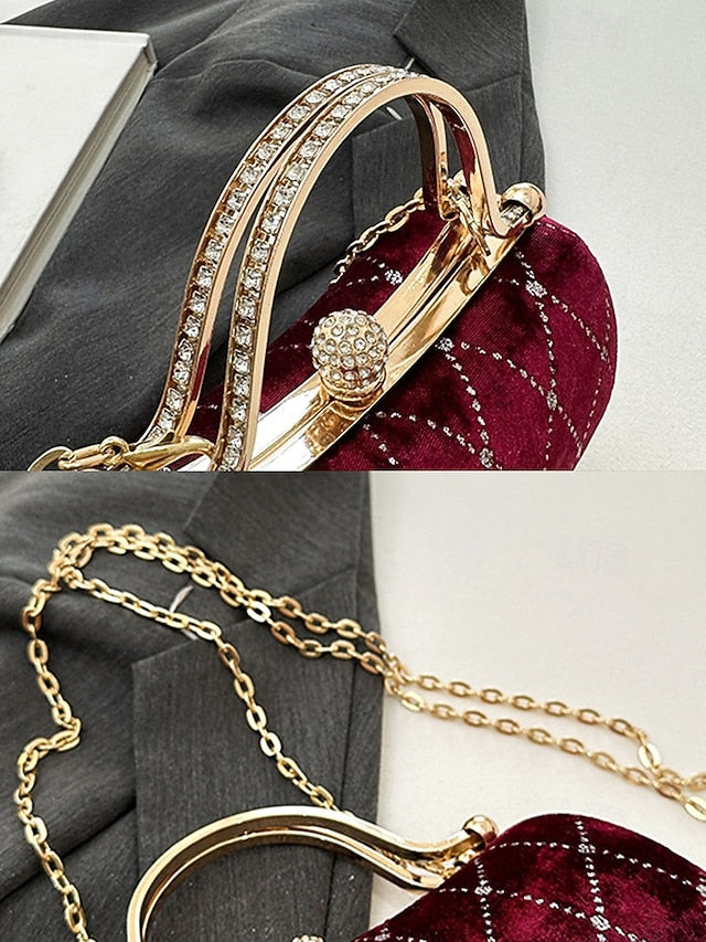 Velvet Accents Quilted Purse Evening with Women's Diamond -