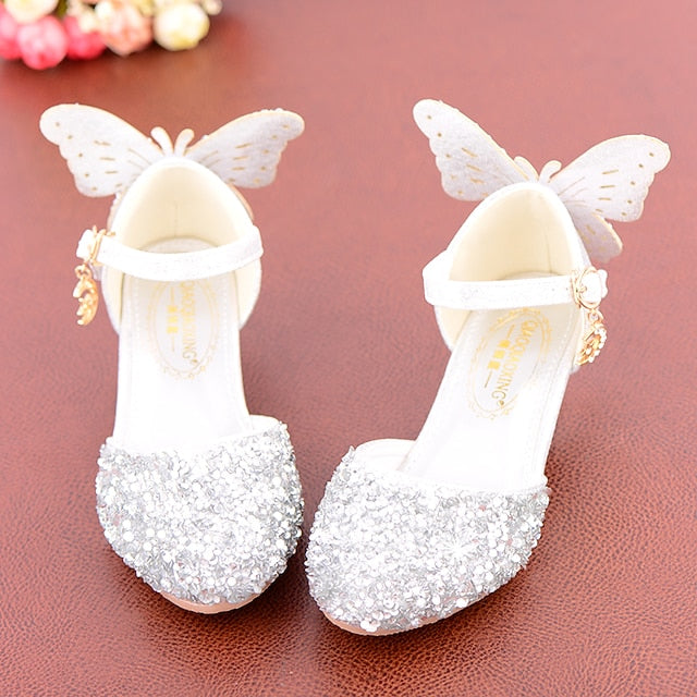 – Sparkly Butterfly Shoes Pink Glitter Princess Girls'