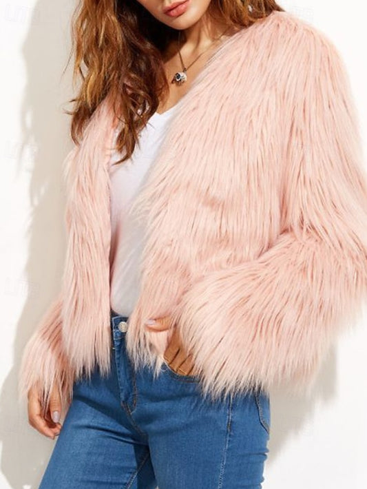 Leathers Women's Fur Comfortable Coat Faux Warm Furs