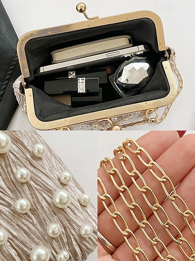 Bag Clutch Evening Vintage – Elegant Beaded Pearl Women's