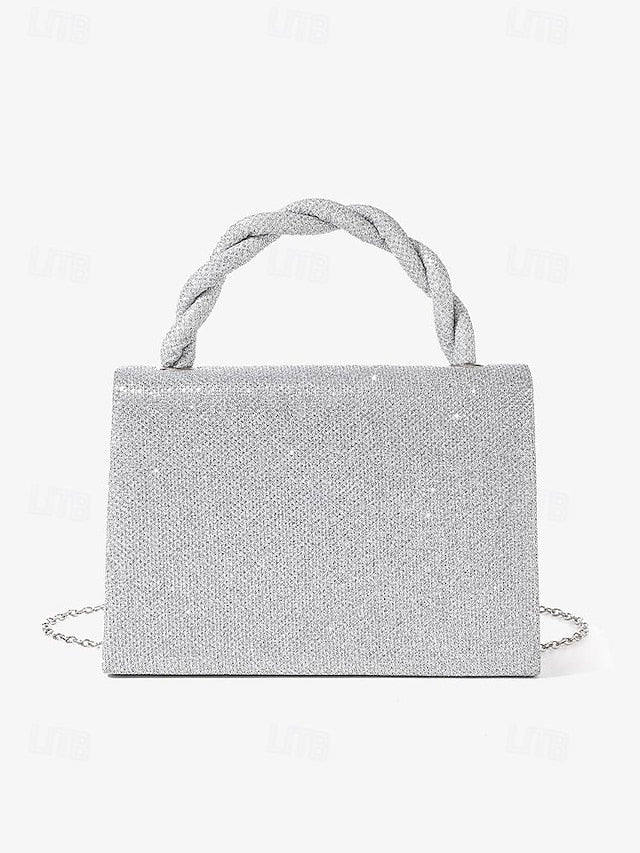 Handbag Glitter and Women's Handle with Silver Braided