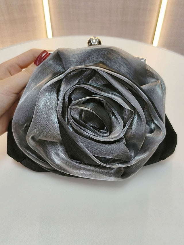 Satin Women's Purse Elegant Clutch Rose – Flower Evening
