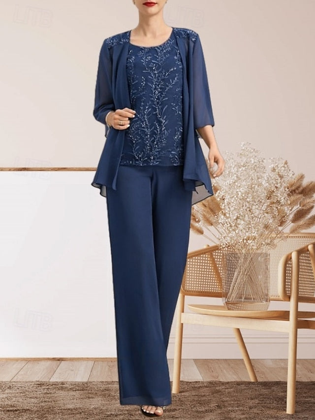 Piece Mother Guest the Pantsuit 3 Wedding Dress Bride of Elegant