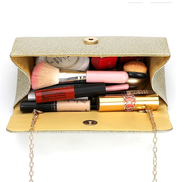 Women's – Clutch Purse Silver Evening Elegant Glitter