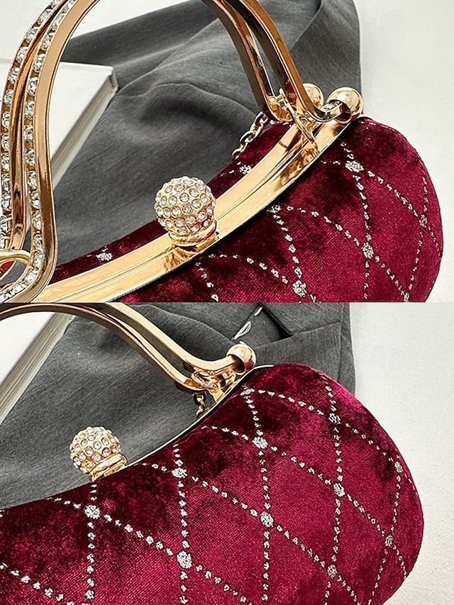 Velvet Accents Quilted Purse Evening with Women's Diamond -