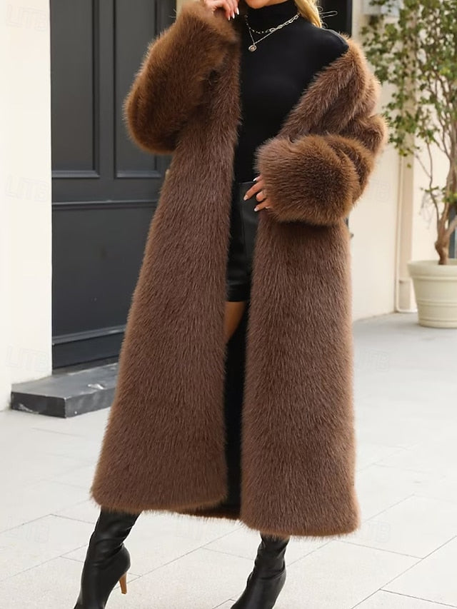 Comfortable Fur Faux Warm Furs Coat Women's