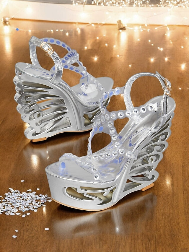 Sandals for Stiletto Silver – Rhinestone Elegant Dance Women