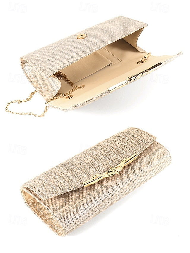 Evening Handbag Party - Women's Gold Glitter Clutch Elegant