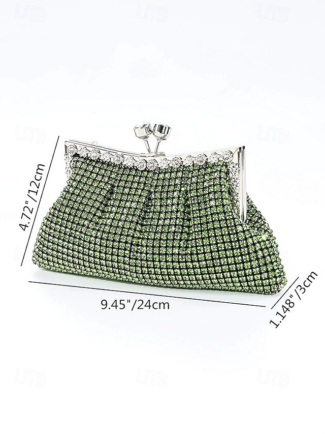 Vintage Purse Green Clutch Sage Rhinestone – Women's