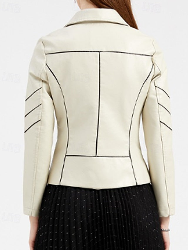 Women's Zipper Comfortable Faux Jacket Leather Pocket